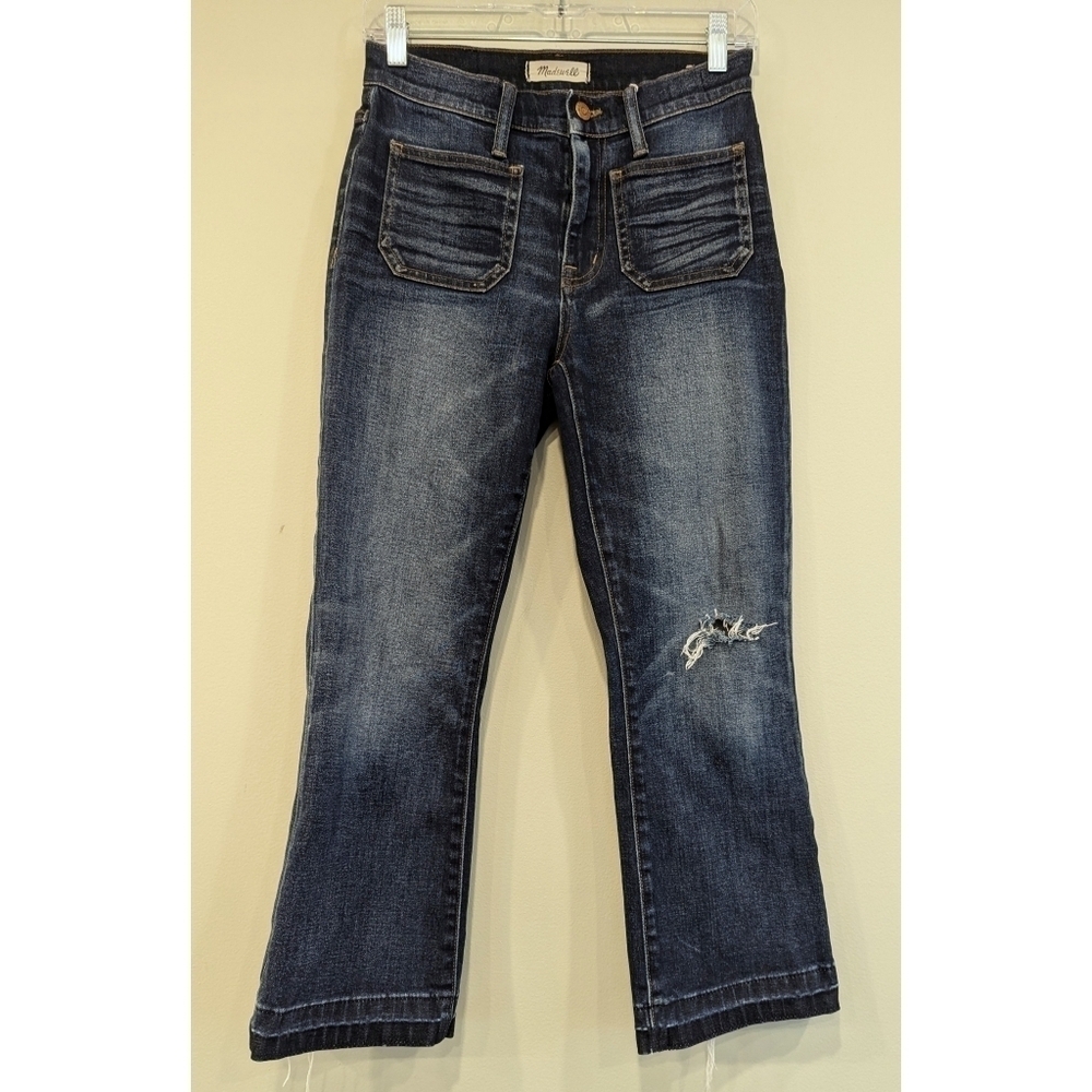 Madewell Cali Demi-Boot Distressed Knees Blue Jeans Size 26